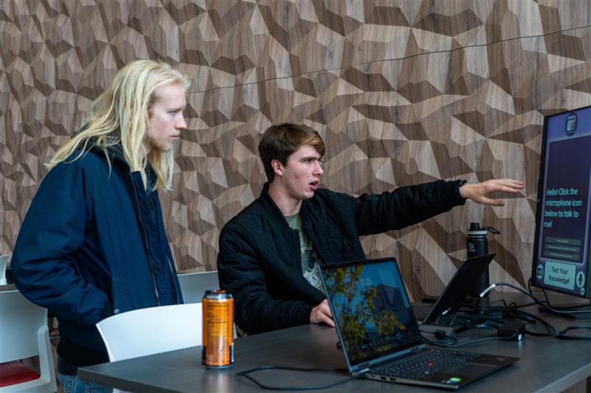 Students building AI projects